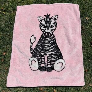 Y2K Denali Collection Pink Zebra Plush Fleece Baby Security Blanket USA 28x35